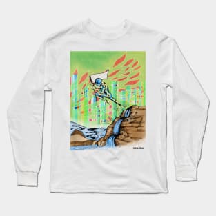 those flags of freedom ecopop robot art in future lanscape Long Sleeve T-Shirt